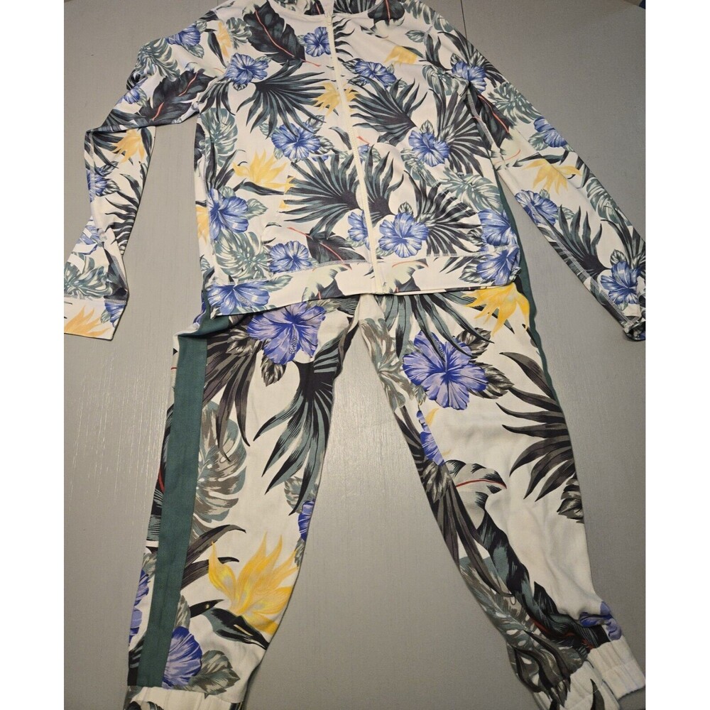 HURLEY One & Only Lanai Zip Front Hoodie And Pant Set UPF 50 Size Med Tropical